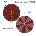 Detailed view of reversible 36-inch crochet Christmas tree skirt with red and green stripes - Red Green Stripes / Red and Green