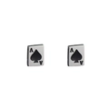 Creative silver titanium steel poker ace earrings with black heart spade A pattern - Ace of Spades (Pair)