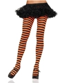 Bas autofixants à rayures orange et noires pour les costumes de fête d'Halloween - Taille unique / Collants rayés orange et noir
