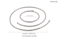 Detalle del conjunto de cadena de cuerda de acero con collar 500mm y pulsera 200mm - Conjunto de Cadena de Cuerda Trenzada de 3mm de Ancho (KS130248-Z)