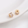 14K gold plated wheel spacer beads with cubic zirconia for DIY jewelry making - Style 1 / 6.5x5mm / 14K Gold