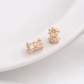 Close-up of 14K gold plated gear-shaped spacer beads with cubic zirconia for DIY jewelry - Style 7 / 8x6.5mm / 14K Gold