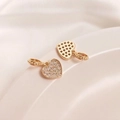 14K goud gevulde hartvormige hangers met zirkonia voor DIY sieraden maken projecten - 10,5mm Micro Pave Hart Hanger Met Ring / Goud