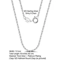 925 sterling silver 1.0mm shiny cable O-chain necklace in white gold plated 18 inch length - Shimmer O-Chain / 1mm/45cm