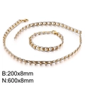 Set di gioielli bicolore argento e oro in acciaio inossidabile con collana e bracciale - Stile Goffrato Bicolore Oro Argento (KS130245-Z)
