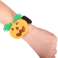 Halloween snap bracelet featuring a classic orange pumpkin felt design for party wear - Black Pumpkin