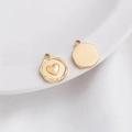 Anhänger Herz-Wachssiegel aus 14K vergoldetem Titanstahl mit Relief und glatter Rückseite - 8# Herzrelief (12.5mmx15mm)
