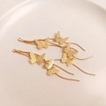 Detail of 14K gold plated butterfly tassel pendants for DIY jewelry accessories - 18K Gold Three-strand Chain Butterfly Tassel