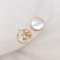 Λεπτομέρεια μενταγιόν Ζυγός 14K με ζιργκόν και ένθετο από λευκό φίλντισι - Ζυγός