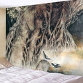 Nordischer Wandteppich mit alten Baumwurzeln und Vögeln für Schlafzimmer-Wanddeko - Alter Baum Vögel (8)