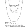 Classic 1.2mm 925 sterling silver bead chain necklace with S925 Italy hallmark - Bead Chain / 1.2mm/60cm