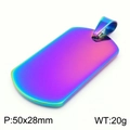 Rainbow plated stainless steel military dog tag pendant with mirror finish 50x28mm - Large (Pendant Only) / Colorful