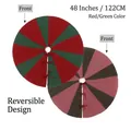 Gonna per albero di Natale in maglia a righe rosse e verdi da 48 pollici con fiocchi - Rosso e Verde