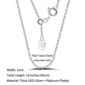 925 sterling silver 1mm curb chain necklace in platinum finish with adjustable 18 inch length - Calendered Chain / 1mm/45cm