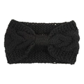 Detail showing the chunky cable knit texture and twisted knot of this black winter headband - Black