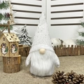 White Nordic Christmas gnome plush doll with sequin hat for festive window display - Legless Faceless Doll White Style / White