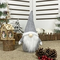 Gray and white Christmas gnome plush doll with a sequined knit hat for holiday decor - Legless Faceless Doll Grey Style / Gray