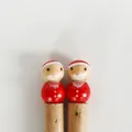 Japanese style wooden chopsticks set with cute hand-painted Santa Claus doll heads - Santa Claus