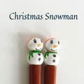 Japanese style wooden chopsticks with a cute Christmas snowman character handle - Snowman