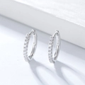 S925 sterling silver hoop earrings featuring micro-pave cubic zirconia inlay - 925 Silver / Silver