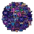Vibrant set of neon style waterproof stickers featuring various colorful creative icons - Classic Neon 50Pcs Set A