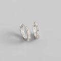 S925 Sterling Silber Creolen im Bambus-Design mit funkelnden Zirkonia-Steinen besetzt - 925 Silber/1,65 g / Weißgold
