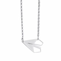 Collana con ciondolo aereo di carta in argento acciaio al titanio per uomo e donna trend - Lunghezza della catena 60cm / Argento