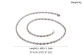 Detail view of 3.2mm wide stainless steel chain necklace with exact dimensions shown - 490x3.2mm Spiral Chain (KN107450-Z)