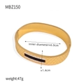 Gold plated titanium steel bangle with honeycomb mesh, black stone and side diamonds - Z150-Gold Black Stone