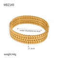 Golden titanium steel wide cuff bracelet featuring hollow leaf patterns and MBZ149 model tag - Z149-Triple Row Leaf