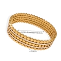 Gold-plated titanium steel hollow wave bangle with sparkling pavé crystal accents - Z151-Multi-layer Wave