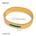 Golden titanium steel bangle featuring honeycomb texture and emerald green zircon inlay - Z150-Gold Green Stone