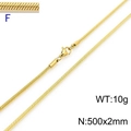 500mm x 2mm gold stainless steel square snake chain necklace with lobster clasp - Gold 500x2mm(KN203612-Z)