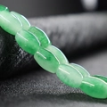 Polished green oval jade beads for DIY jewelry making and natural craft accessories - Green Floral