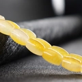 Polished yellow 8x12mm oval natural jade rice beads for DIY jewelry making - Yellow Border
