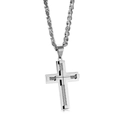 Silver stainless steel cross pendant necklace with Byzantine chain and braided steel inlay - Pendant Only (No Chain) / Silver Color Single Pendant