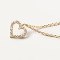 Elegante S925 Silber Halskette in Gold mit glitzerndem hohlem Herzanhänger und Diamanten - Gold Weiß Zirkonia