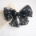 Pince à cheveux élégante en dentelle noire avec broderie florale et nœud papillon - Pince à Cheveux Noire