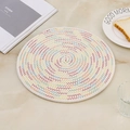 Set de table tissé en coton beige avec coutures colorées pour décoration de table cuisine - Multicolore Chaud
