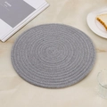 Set de table rond gris en corde de coton tressée main résistant à la chaleur décor - Rond 11cm / Gris clair