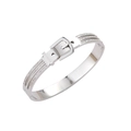 Detalle del brazalete de hebilla plateado con tres filas de circonitas brillantes - Color Acero
