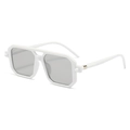 Retro double-bridge polygon sunglasses with white frames and dark grey lenses for fashion - White Frame Light Grey Lens