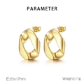 Macro detail of irregular geometric chain earrings in 18K gold-plated stainless steel - Irregular Thick Chain Style (KE110908-KJX) / Gold