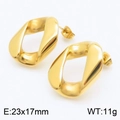 Minimalist golden twisted chain link stud earrings in geometric oval mirror finish - Gold Pair (KE110908-KJX)
