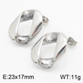 Pendientes geométricos de cadena cubana retorcida en acero inoxidable color plata pulido - Par Color Acero (KE110905-KJX)