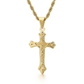 Pendentif croix doré classique avec chaîne torsadée en acier inoxydable pour hommes - Pendentif Couleur Or (Sans Chaîne)