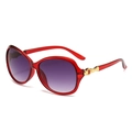 Classic oval sunglasses with dark red frames, purple gradient lenses, and gold butterfly hinges - Wine Red Frame Smoke Grey Lens
