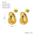 Detailed size specifications for 18k gold plated stainless steel twisted heart earrings - Heart Knot Style (1051)