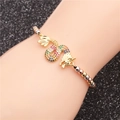 Pulsera de dragón ajustable con circonitas de colores y cuentas tricolores en la muñeca - Dragón de cadena de cuentas / Cadena de Cuentas de Oro de Color Mixto