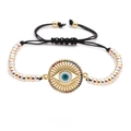 Détails du bracelet œil protecteur réglable avec zircons multicolores et émail bleu - Couleur Mixte 1